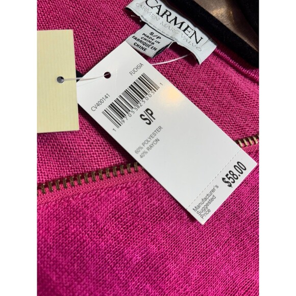 NWT Carmen Marc Valvo pink w gold zippered sweater - Picture 4 of 8